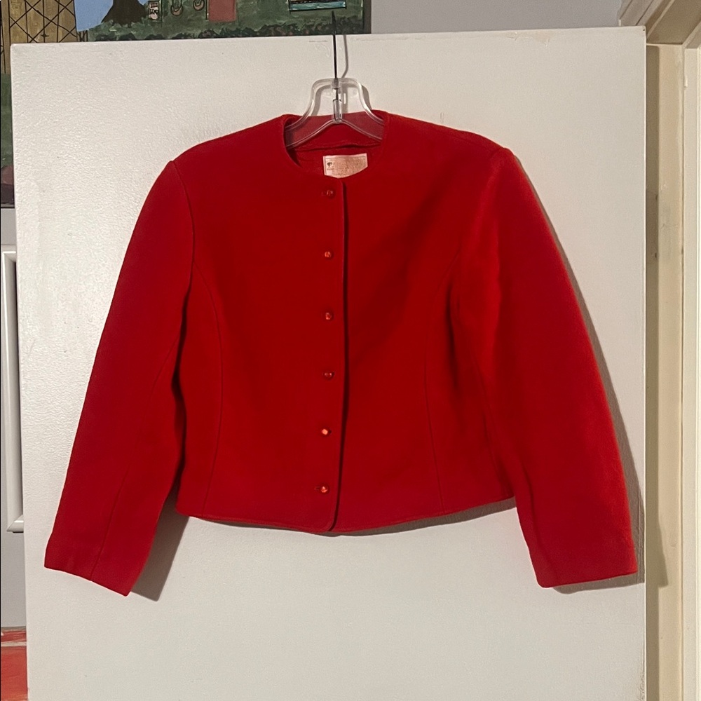Pendleton women’s red vintage 100% pure virgin wool collarless jacket